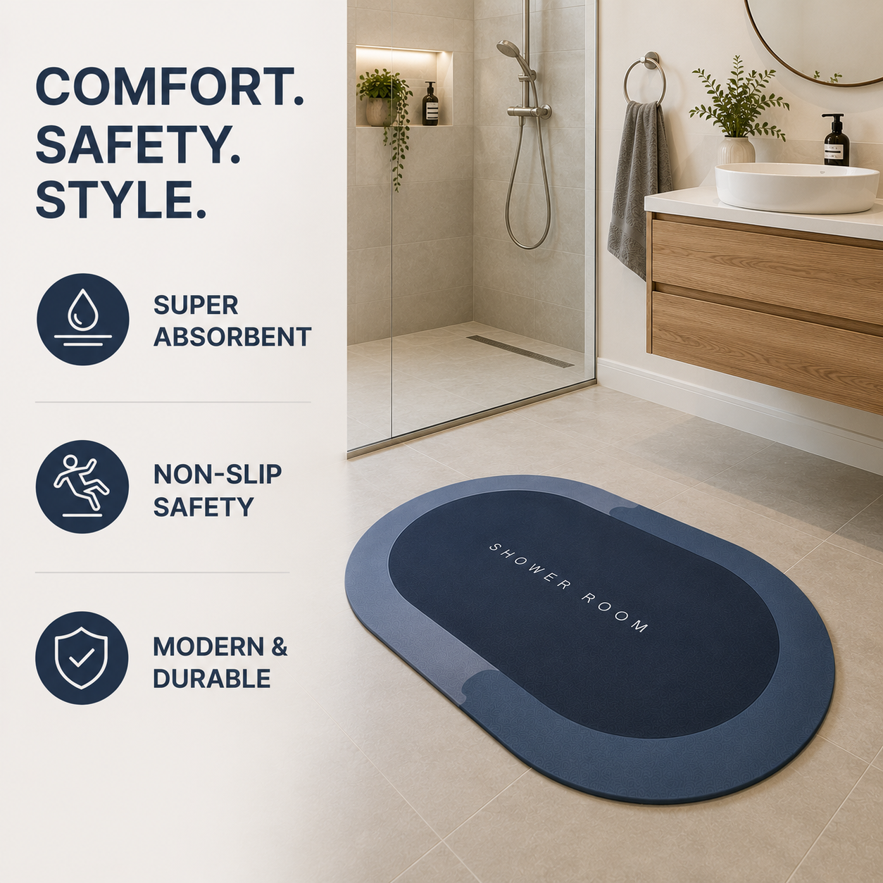 Absorbent Non-Slip Bathroom Mat