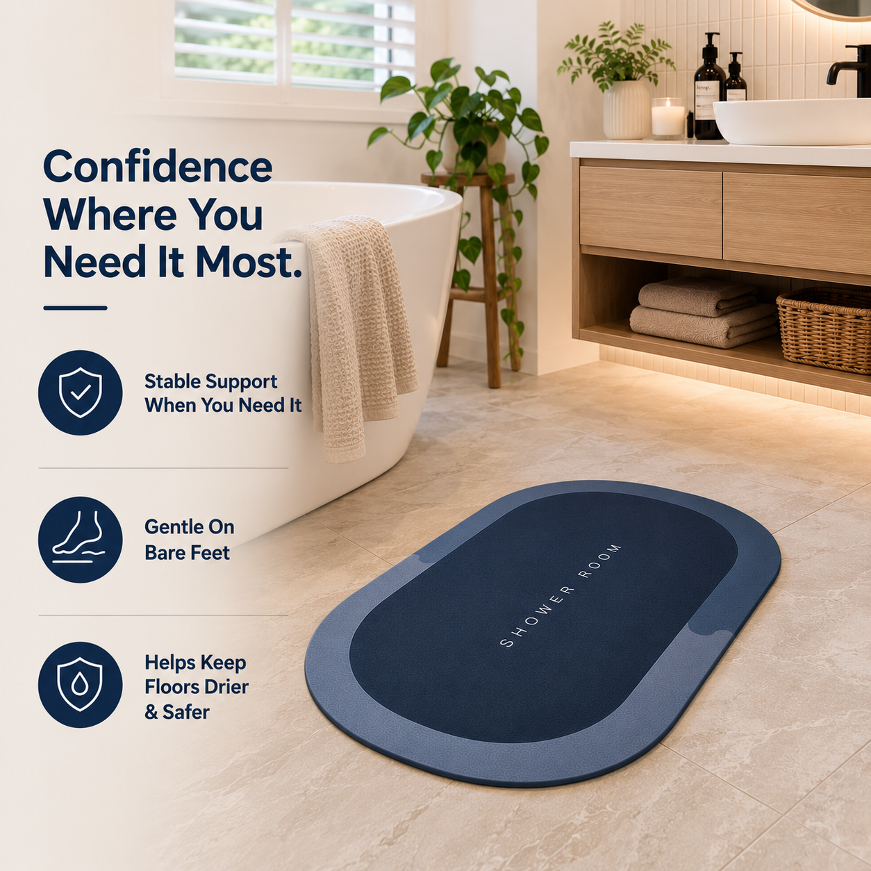 Absorbent Non-Slip Bathroom Mat